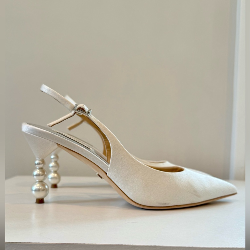 Ivory Slingback Heels with Pearls
